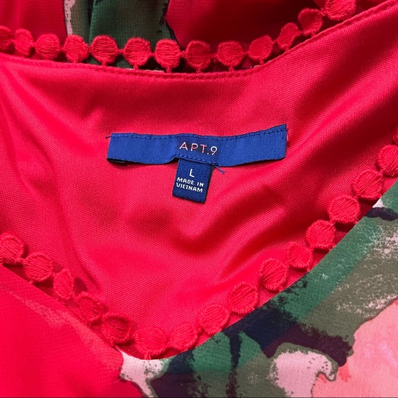 Apt. 9 Red Floral High Low Chiffon Dress Size‎ Large L - Picture 3 of 4
